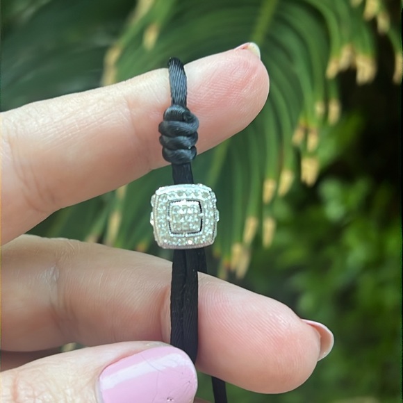 Vintage Rhinestones and Black Silk Bracelet - Picture 1 of 17